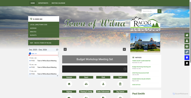 Security scan screenshot of https://townofwilnany.gov/