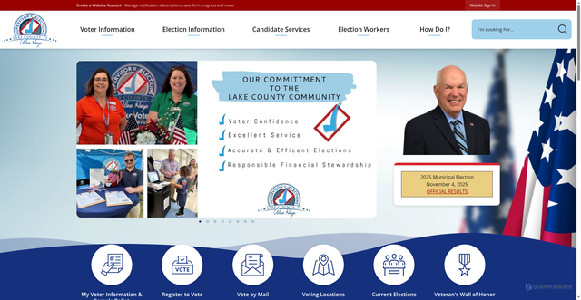 Security scan screenshot of www.lakevotes.gov