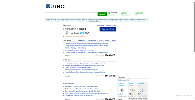 Security scan screenshot of my.juno.com