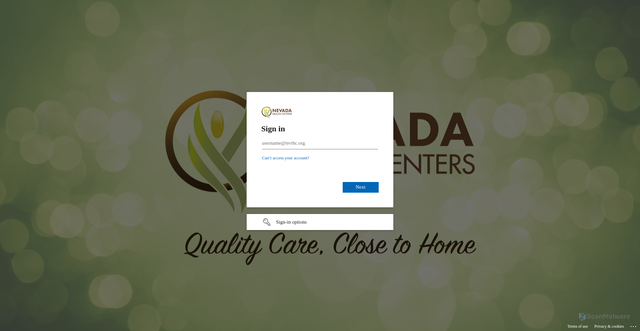 Security scan screenshot of https://nevadahealth.sharepoint.com