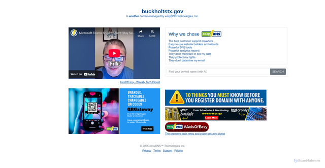 Security scan screenshot of http://buckholtstx.gov/