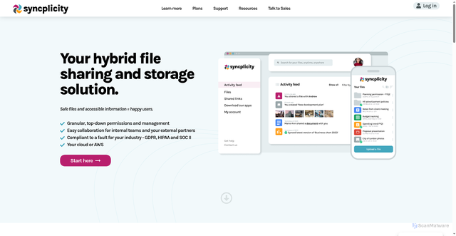 Security scan screenshot of https://syncplicity.com