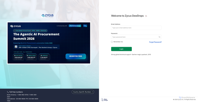 Security scan screenshot of https://dewdrops.zycus.com