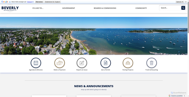 Security scan screenshot of https://beverlyma.gov/