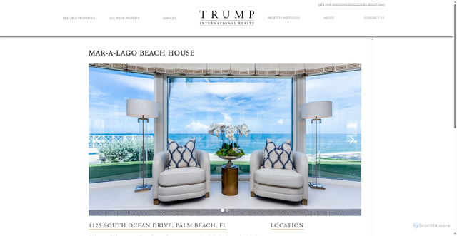 Security scan screenshot of https://www.trumpinternationalrealty.com/property-portfolio/mar-a-lago-beach-house