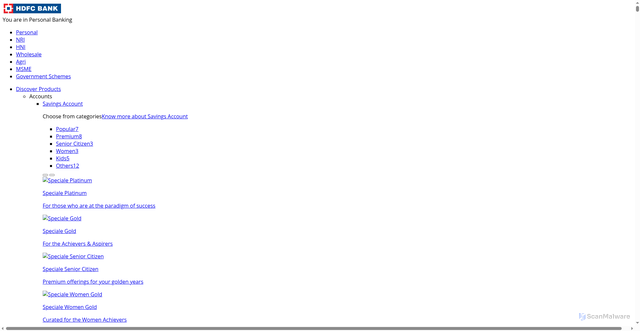 Security scan screenshot of https://hdfcbank.com