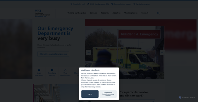 Security scan screenshot of https://www.cuh.nhs.uk/