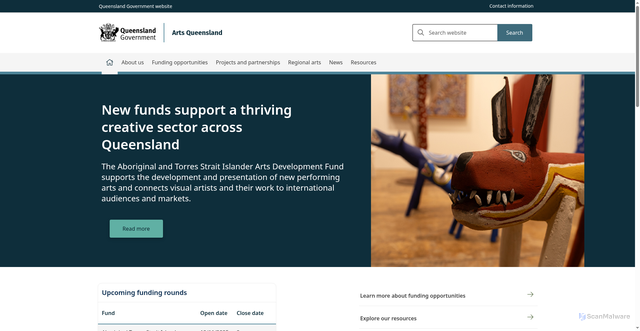 Security scan screenshot of https://www.arts.qld.gov.au/