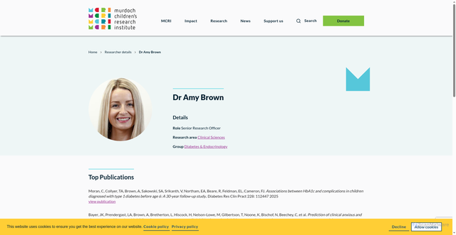 Security scan screenshot of https://www.mcri.edu.au/researcher-details/amy-brown
