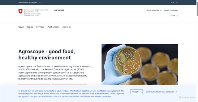 Security scan screenshot of https://www.agroscope.admin.ch