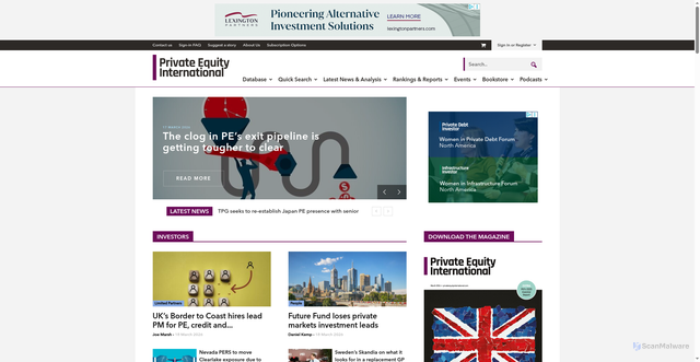 Security scan screenshot of https://link.privateequityinternational.com