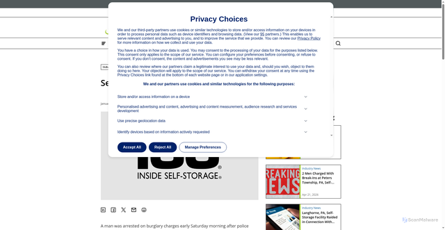 Security scan screenshot of https://www.insideselfstorage.com/self-storage-industry-news/self-storage-burglar-caught-in-the-act-in-johnson-park-ca