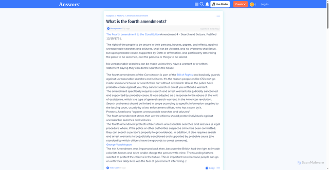 Security scan screenshot of https://history.answers.com/american-government/What_is_the_fourth_amendments