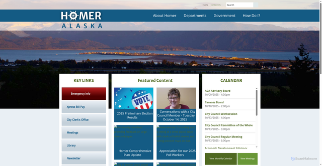 Security scan screenshot of https://www.cityofhomer-ak.gov/