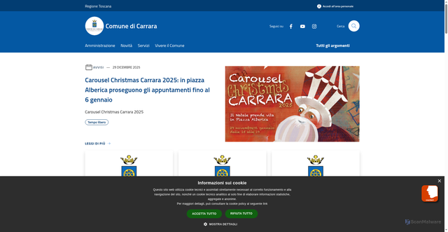 Security scan screenshot of https://www.comune.carrara.ms.it/it