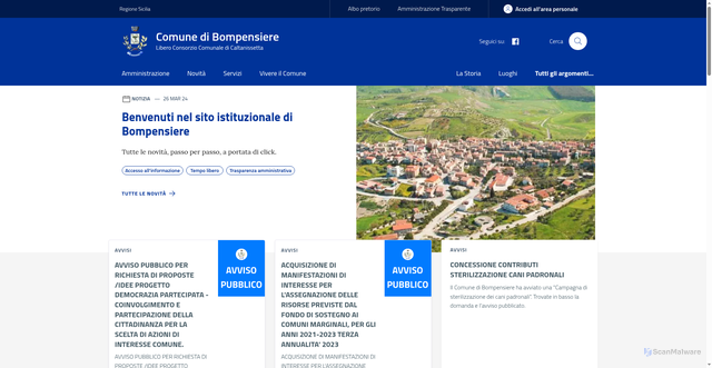 Security scan screenshot of https://www.comune.bompensiere.cl.it/