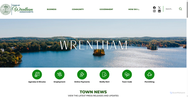 Security scan screenshot of https://wrentham.gov/