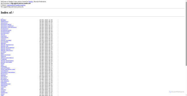 Security scan screenshot of https://ftp.mirror.yandex.ru