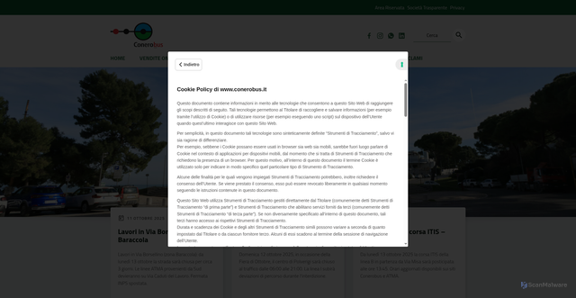 Security scan screenshot of https://www.conerobus.it/