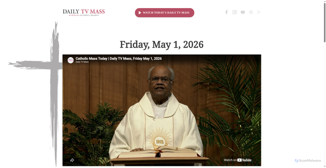Security scan screenshot of https://dailytvmass.com/mass/may-1-2026/