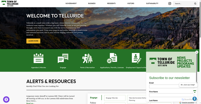 Security scan screenshot of https://www.telluride-co.gov/