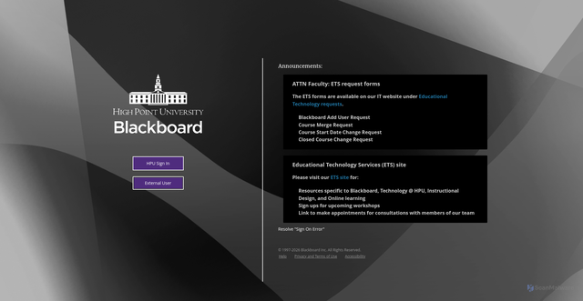 Security scan screenshot of https://highpoint.blackboard.com