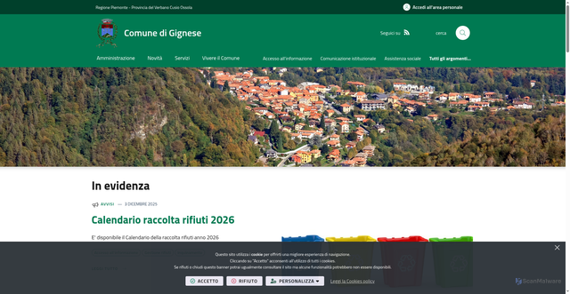 Security scan screenshot of https://www.comune.gignese.vb.it/it-it/home