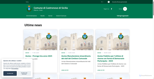 Security scan screenshot of https://www.comune.castronovodisicilia.pa.it/