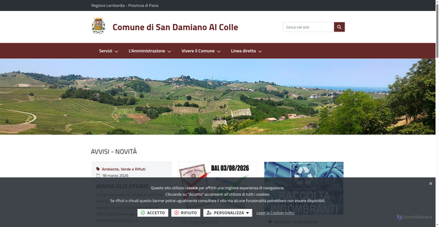 Security scan screenshot of https://www.comune.sandamianoalcolle.pv.it