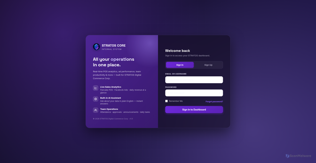 Security scan screenshot of https://stratos-core.pages.dev/$%7BsafeUrl%7D