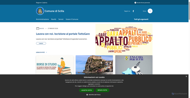 Security scan screenshot of https://www.comune.scilla.rc.it