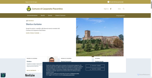 Security scan screenshot of https://www.comune.carpaneto.pc.it/