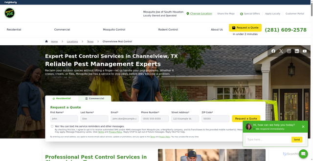 Security scan screenshot of https://mosquitojoe.com/locations/texas/channelview/