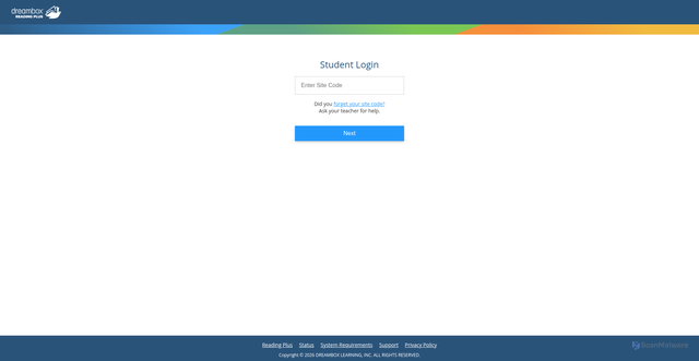 Security scan screenshot of https://student.readingplus.com
