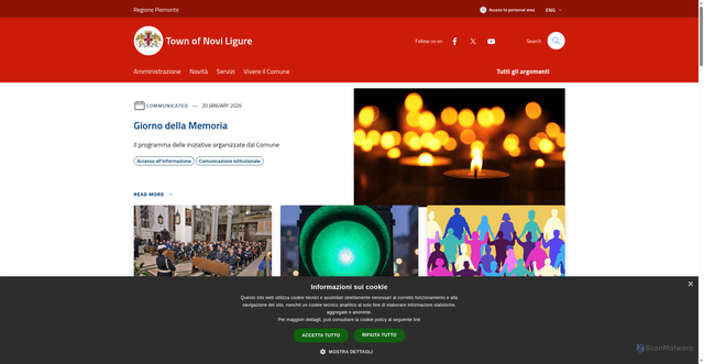 Security scan screenshot of https://www.comune.noviligure.al.it/it