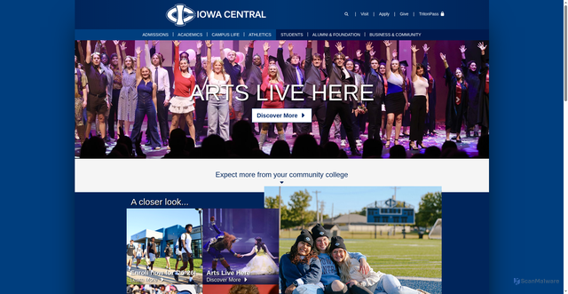 Security scan screenshot of https://www.iowacentral.edu/