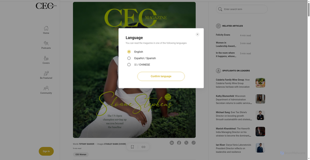 Security scan screenshot of https://digitalmag.theceomagazine.com/sloane-stephens/