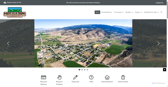 Security scan screenshot of https://mayfieldtownut.gov/