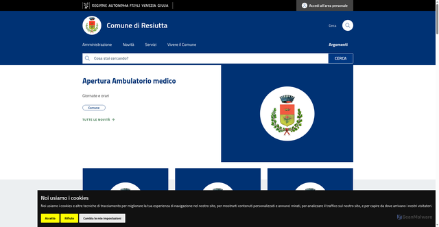 Security scan screenshot of https://www.comune.resiutta.ud.it/