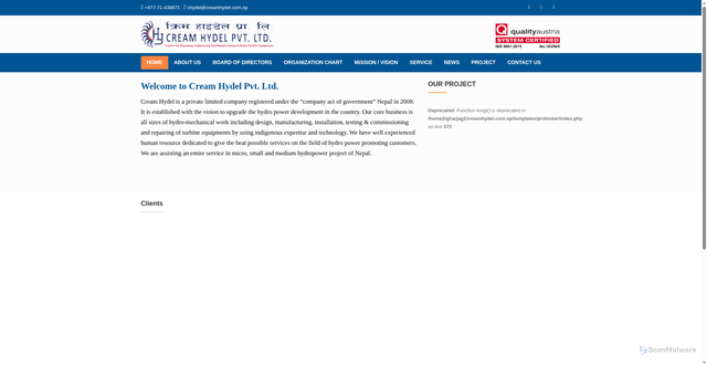 Security scan screenshot of https://creamhydel.com.np