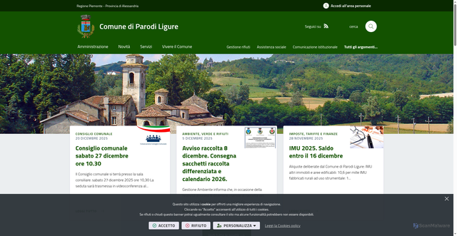 Security scan screenshot of https://www.comune.parodiligure.al.it/it-it/home
