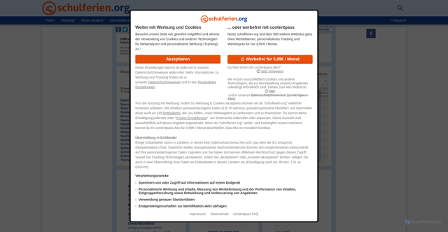 Security scan screenshot of https://www.schulferien.org