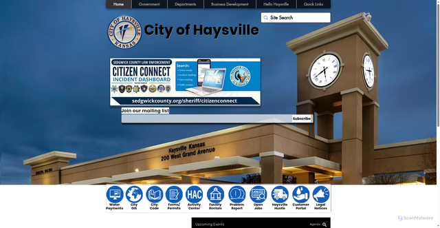 Security scan screenshot of https://www.haysvilleks.gov/