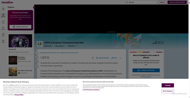 Security scan screenshot of https://uefa-european-championship.fandom.com/wiki/UEFA