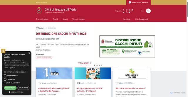 Security scan screenshot of https://www.comune.trezzosulladda.mi.it