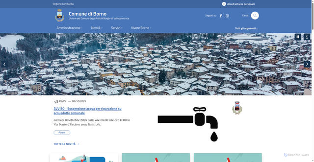 Security scan screenshot of https://www.comune.borno.bs.it/