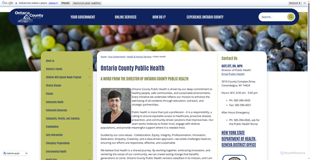 Security scan screenshot of https://www.ontariocountyny.gov/publichealth