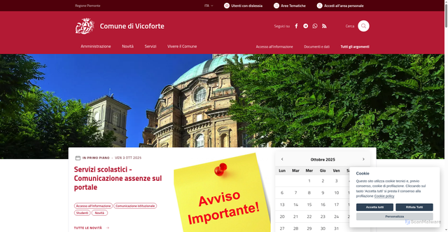 Security scan screenshot of https://www.comune.vicoforte.cn.it/