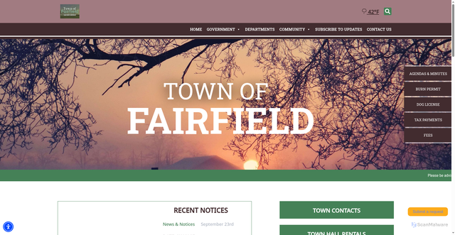 Security scan screenshot of https://townoffairfieldwi.gov/