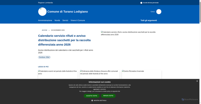 Security scan screenshot of https://www.comune.turanolodigiano.lo.it/it